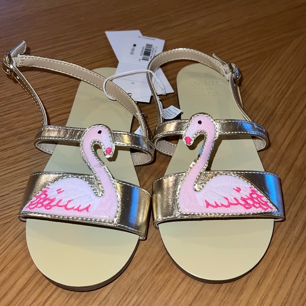 Janie and Jack girls gold flamingo sandals